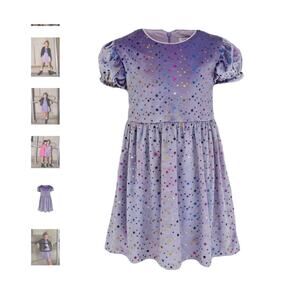 Lola & the Boys Lavender Sky Velour Purple Star Dress size 6 NWOT